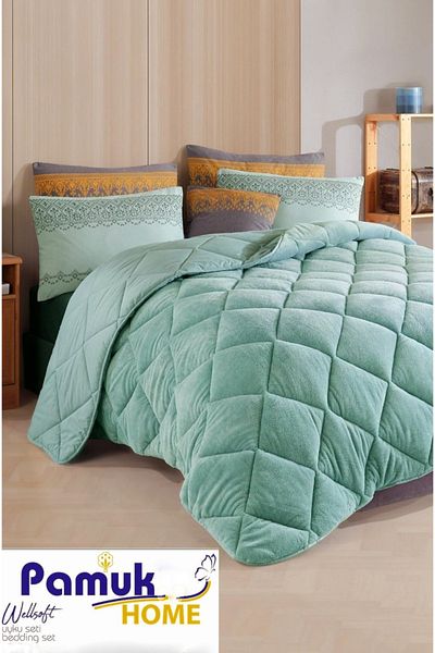 Star Fashion Set de pat cu pilota, 4 fete de perna 50x70 cm, cearsaf cu elastic 160x200+36 cm, pilota 195x215 cm