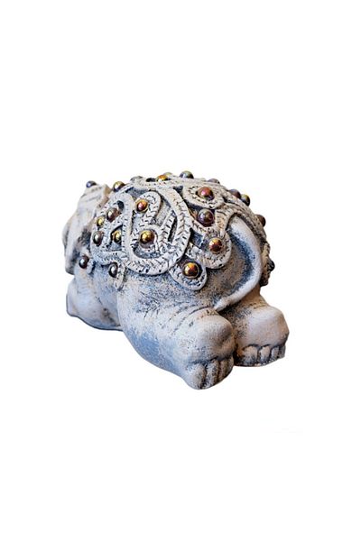 BV Decorative statuette, Elephant with pearls, Gray, 14 cm, DVSAS072