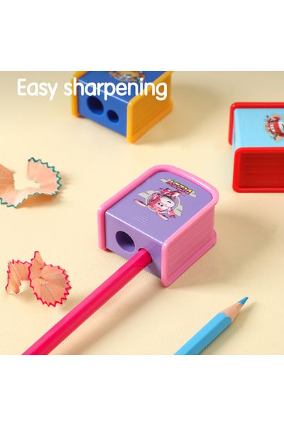 Deli EH567 Super Wings Pencil Sharpener 2-Hole 3 Colors 36pcs – ideal for school use