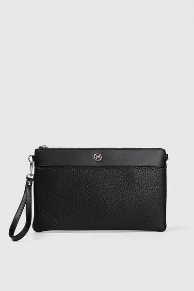 MORCA Women's Cross Strap Handheld Portfolio Bag Black