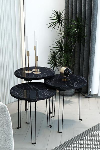 TrentonGCC Turkish Service Table Set | 38 cm Diameter | Modern Design with Elegant Metal Legs