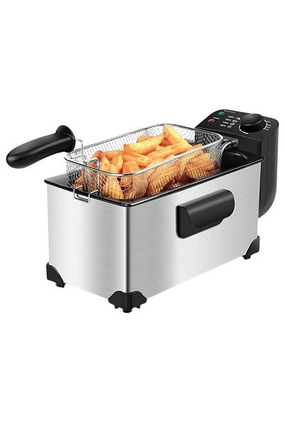 LUDORA Oil Fryer, Electric, Stainless Steel, Capacity 3l, Power 2000w, Adjustable Temperature 0-190°c