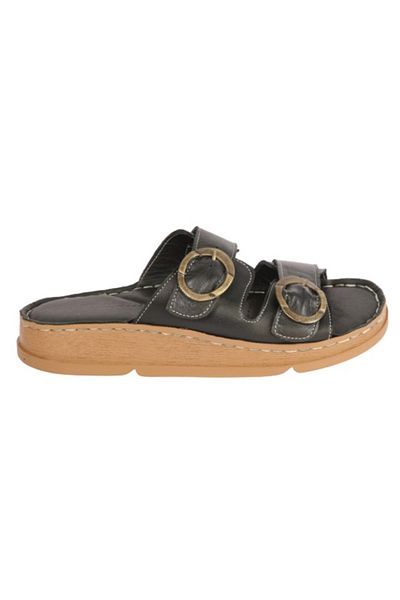 Mammamia D25Yt-1145 Mammamia Genuine Leather Orthopedic Sole Daily Slippers