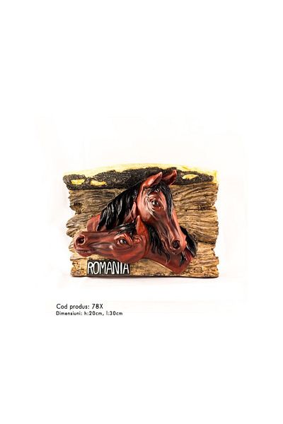 BV Two horses in tree bark 30x20 cm