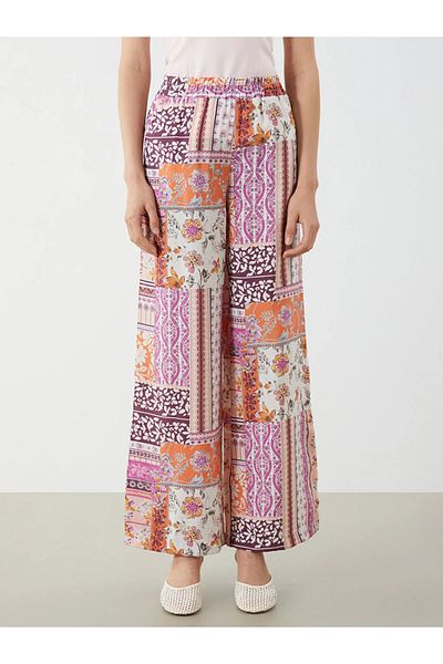 LC Waikiki Lcw Vision Pink Patterned Modal Blend Women's Trousers