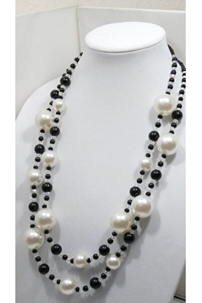 Shiklik MODA Stylish and Elegant Black and White Pearl Women's Necklace