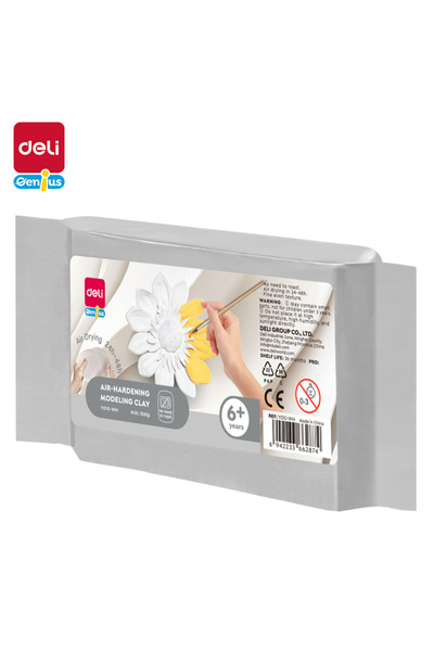 Deli EY010-WH طين أبيض يجف في الهواء، وزن 500 غرام - مثالي للنمذجة والمدرسة و...