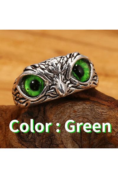 FG KONNİCHİWA Owl Ring Gothic Accessories Eyes Stainless Steel Cool Owl Ring Animal Adjustable