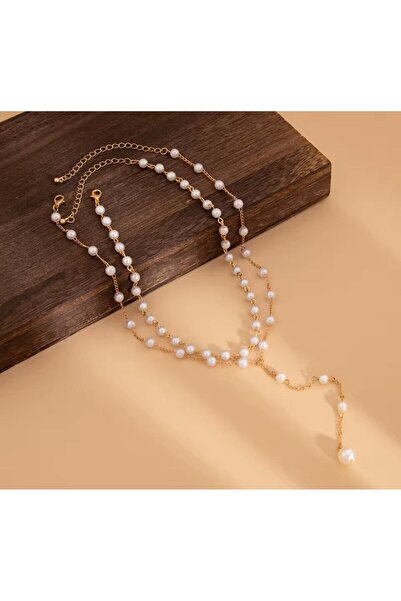 Shiklik MODA Elegant Women's Necklace Set with Pearl Detail