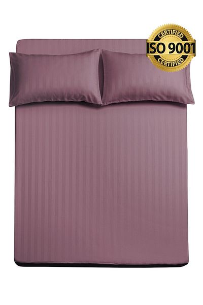 Master Home Textile طقم ملاءات كوين من الألياف الدقيقة، مقاس كوين، 3 قطع، تصميم خطوط فندقية
