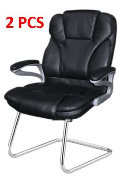 AWF AL WADI FURNITURE Rumy Set of 2 Heavy Duty PU Leather Double Cushioned Comfy Black Visitor Chairs Multipurpose Use
