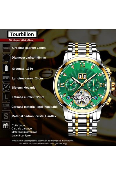 LUDORA Poedagar By ® Tourbillon Automatic-Mechanical Watch, Alloy, Metal Strap, 3atm Water Resistant