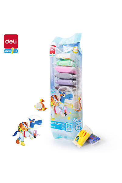 Deli EY251-12 طين ناعم 12 لونًا متنوعًا - مثالي للأطفال والحرف اليدوية واللعب...