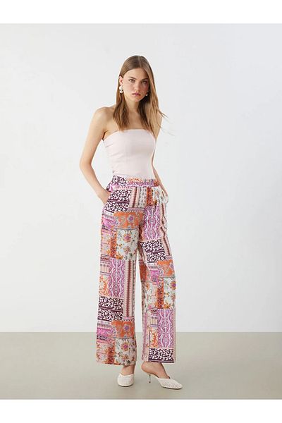 LC Waikiki Lcw Vision Pink Patterned Modal Blend Women's Trousers