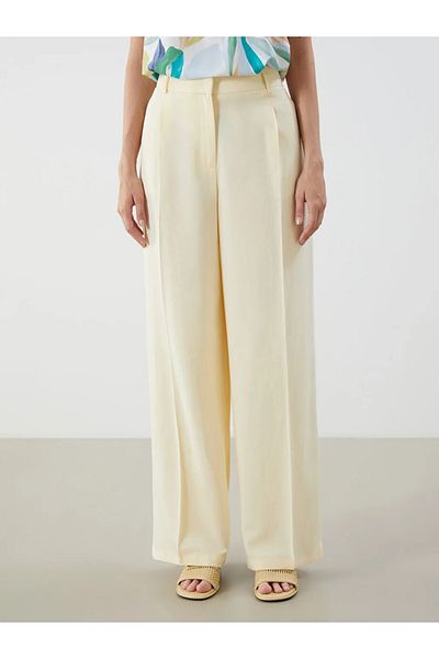 LC Waikiki LCWAIKIKI Classic Sari Loose Fit Pantaloni de damă din amestec de in