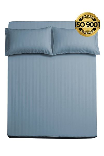 Master Home Textile طقم ملاءات من الألياف الدقيقة، مقاس مفرد، قطعتين، تصميم خطوط الفنادق