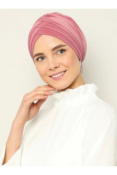 Mervin Şal Women's Cross Three-Band External Bonnet Ready Turban