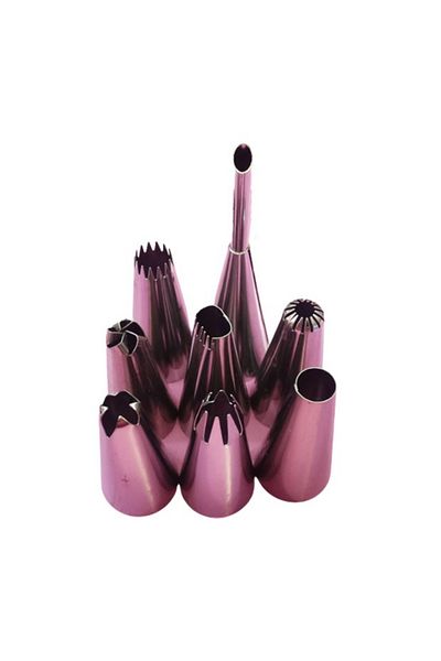 BV Set of 8 ornate stainless steel shower heads, Rose, 59COF