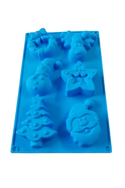 BV Formă de tort din silicon, temă de Crăciun, 6 cavități, Albastră, 27 cm, 478COF