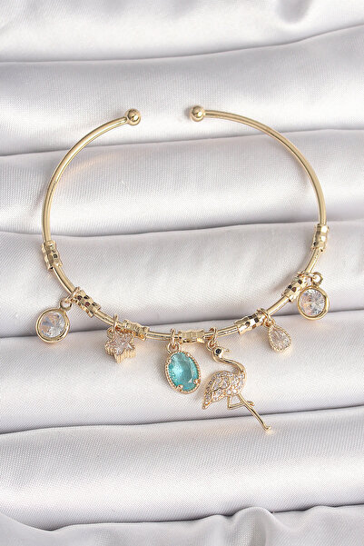 ELİZ BERRA MODA النحاس الذهب اللون الزركون حجر استرخى فلامنغو الشكل سحر المرأ...