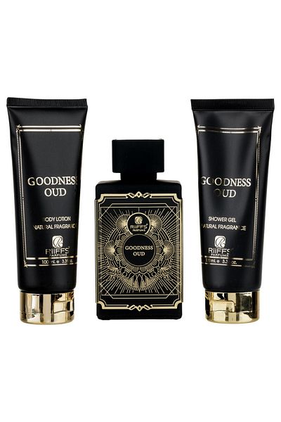 Riiffs Goodness Oud Black Gift Set Unisex Eau De Parfum 100ml Shower Gel 100ml Body Lotion 100ml