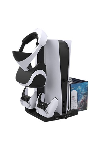 LUDORA PS5 Cooling Stand, Multifunctional, With 2 Controller Charging Ports, 11 Storage Space Slots