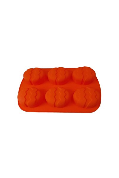 BV Silicone Egg-shaped Mold, For Cakes, Orange, 6 Cavities, 26 cm, 337COF