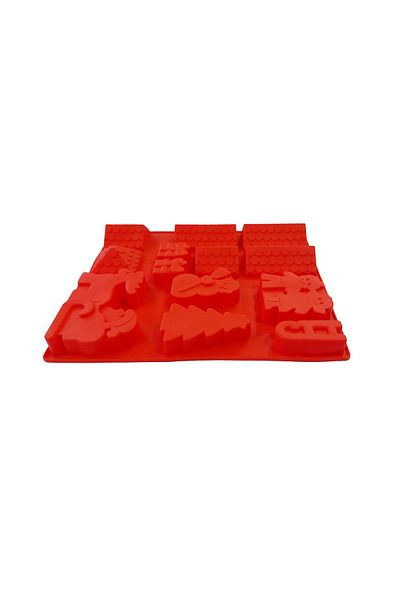 BV Silicone mold 13 cavities, Winter Holidays theme, For cakes or candies, Red, 27 cm, 241COF