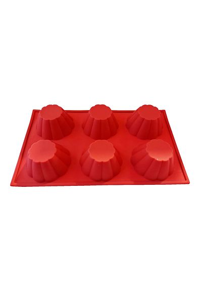 BV Silicone cake mold, 6 cavities, Red, 148COF