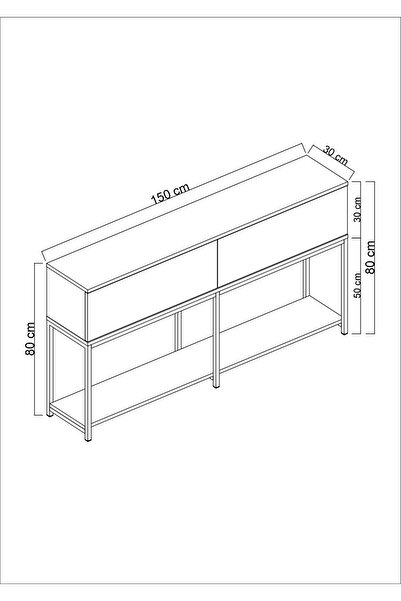 Modatte LORA GÜMÜŞ METAL AYAKLI ANTRASİT DRESUAR