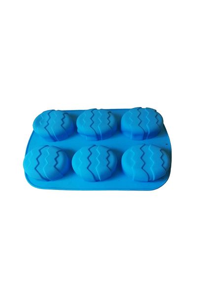 BV Formă de tort din silicon în formă de ou, albastră, 6 cavități, 26 cm, 339COF