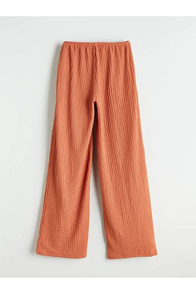 LC Waikiki Xside Orange Textured Women's Trousers with Elastic Waist