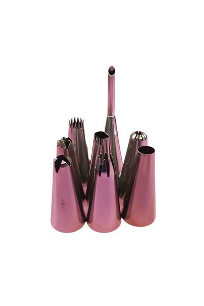 BV Set of 8 ornate stainless steel shower heads, Rose, 59COF