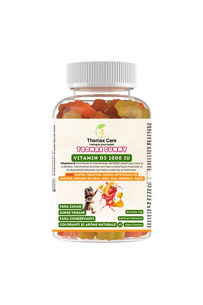 Thomaxcare Vitamin D3 1000 IU Sugar Free, Vegan Gummy TooMax, 60 jellies