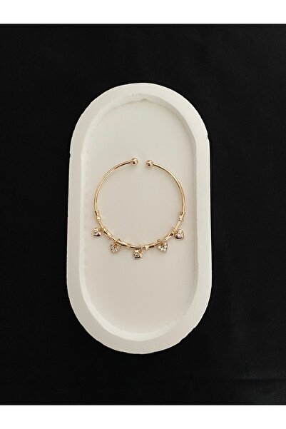 Luna Çelik Charm Ayarlanabilir Kalp Kelepçe Bileklik