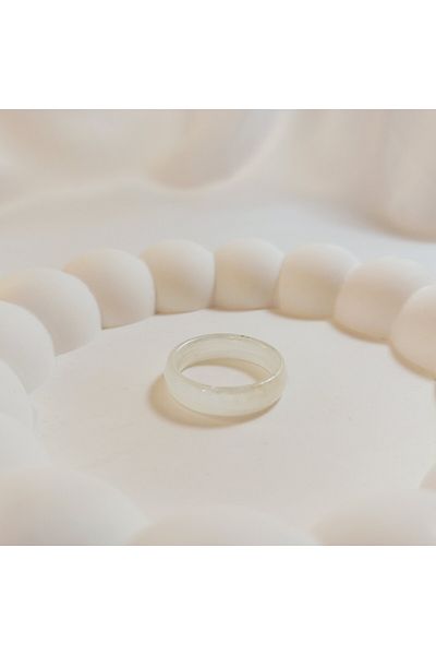 Crystal Atelier خاتم العين الشريرة من حجر العقيق الطبيعي الأبيض المعتمد