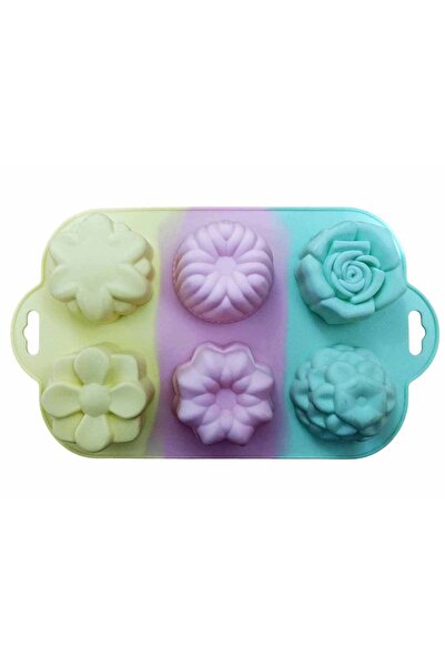 BV Silicone cake mold, floral pattern, heat-resistant, 6 cavities, 535COF