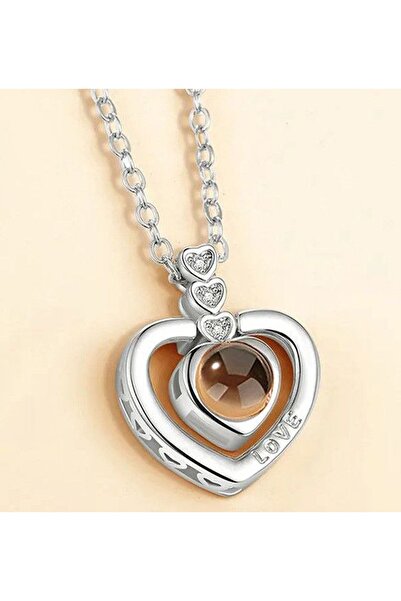 Shiklik MODA قلادة على شكل قلب تحمل حبك - "أحبك" بـ 100 لغة