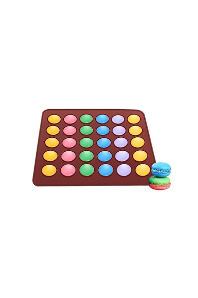 BV Covoraș din silicon pentru macarons, 25 de cavități, maro, 28 cm, 250COF