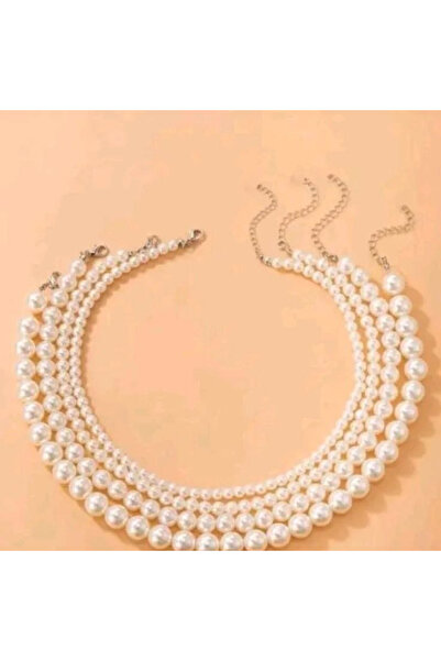Shiklik MODA قلادة من اللؤلؤ الأبيض الثلاثي لتعزيز أناقتك