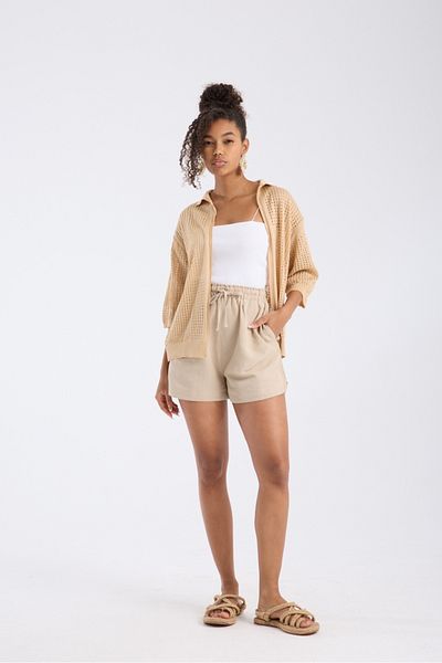 Su Moda Women's Cardigan Summer Thin Hole Open Front Capri Sleeve Comfortable Mold