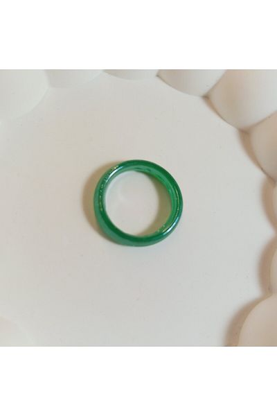 Crystal Atelier Certified Dark Green Agate Stone Evil Eye Ring