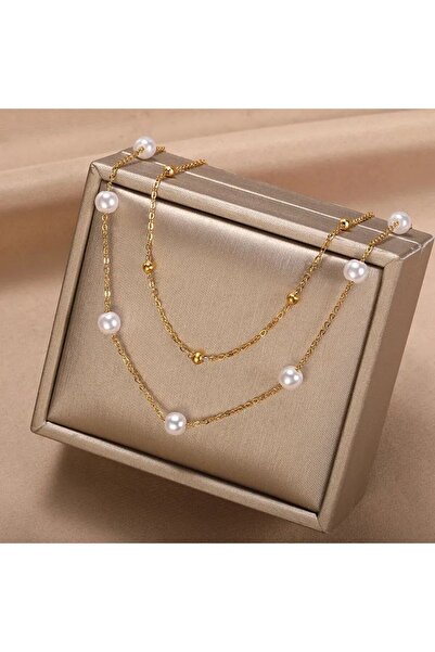 Shiklik MODA ارفع أناقتك مع قلادة سلسلة اللؤلؤ المزدوجة الأنيقة