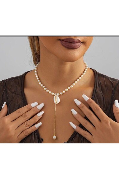 Shiklik MODA Stylish Shell Model Pearl Necklace for Women - Elegant and Eye-C...