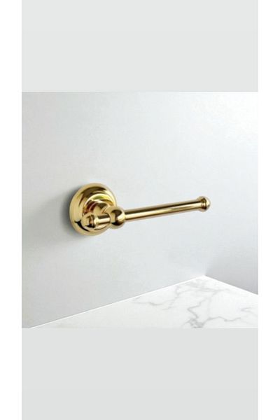 İSAOĞLU YAPI Gold Toilet Paper Holder Vintage Design Brass Material Gold Paper Holder