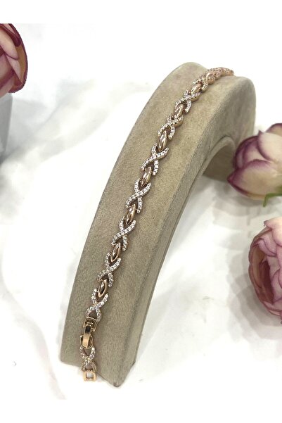 XUPING JEWELRY VIP Sonsuzluk Taşlı Bileklik 5.1mm (18k Rose/17/19cm)