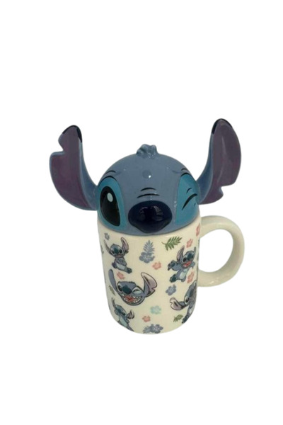 NETAVANTAJ Sevimli Stitch Kapaklı 3D Tasarım Kupa Bardak