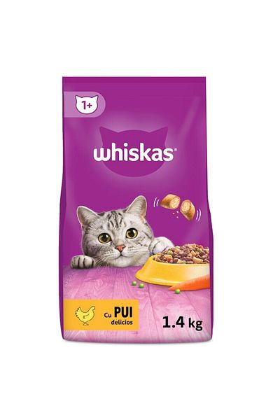 Whiskas Pack of 2 X Dry Cat Food, Chicken, 1.4 Kg