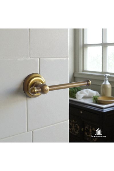 İSAOĞLU YAPI Antique Toilet Paper Holder Vintage Classic Design Special Series Brass Material Paper Holder