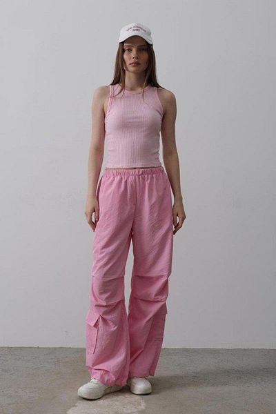 Kıvanç Moda Silky Parachute Cargo Pants - Pink